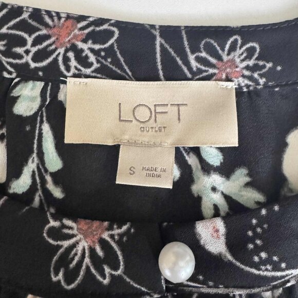 LOFT Outlet Sleeveless Floral Blouse Black Multi Print Size Small - Picture 4 of 6